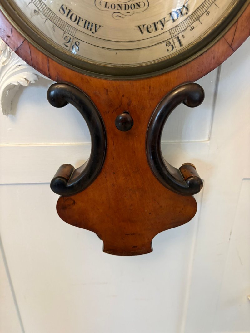 Antique Victorian English Walnut Wheel Barometer by G & L Guanziroli London - Image 3